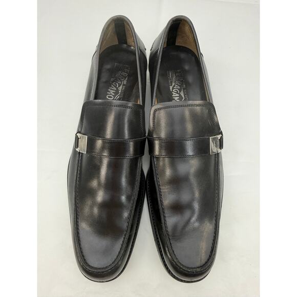 Salvatore Ferragamo Vintage Black Leather Loafers Men’s Sz 13 Italy Dress Shoes